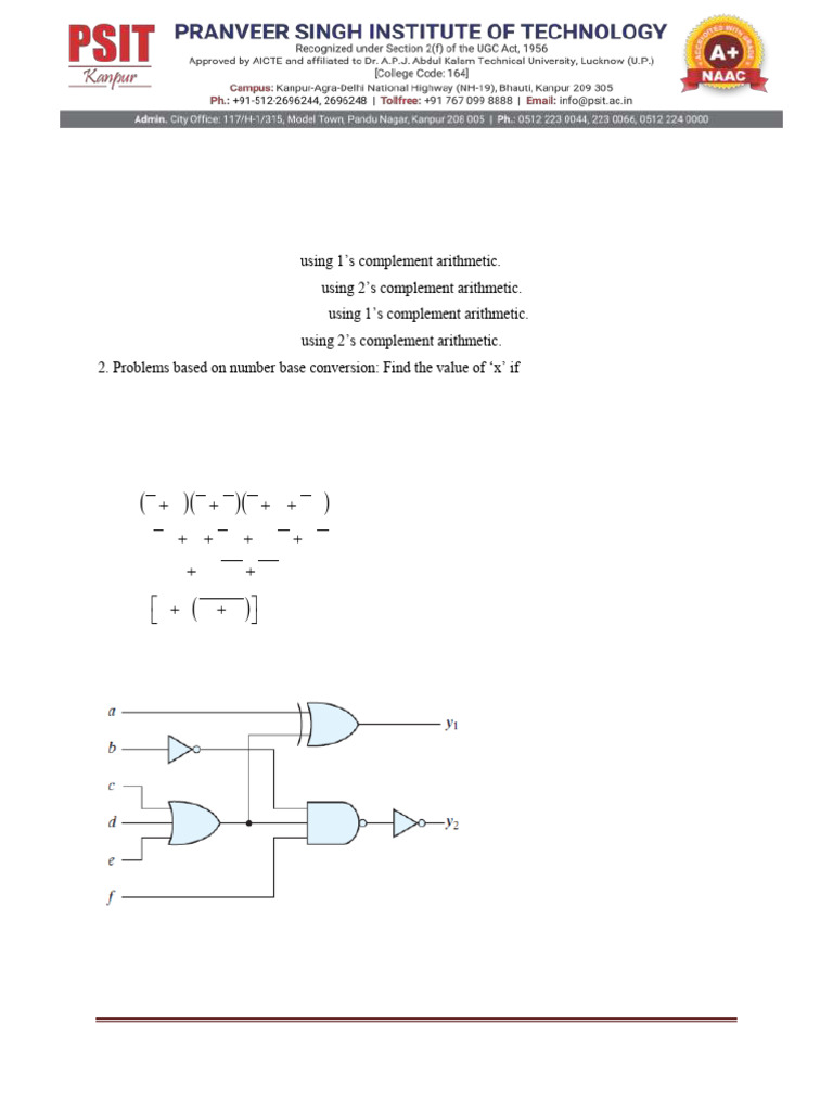 Digital Logic Design Practice Sheet 1 | PDF | Boolean Algebra ...