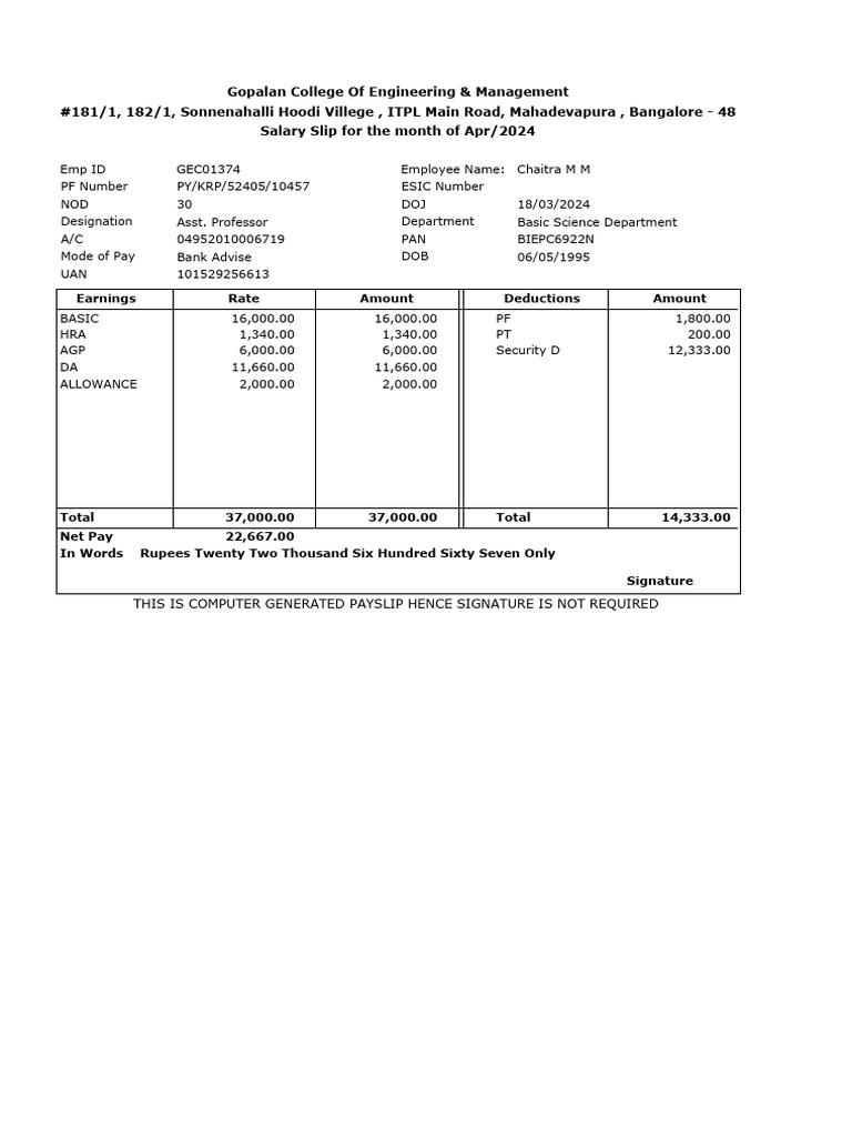 Chaitra M M (GEC01374) | PDF