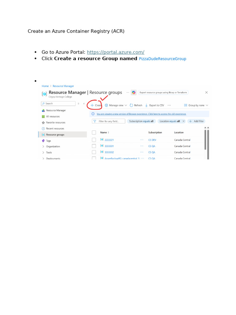 Create An Azure Container Registry (ACR) | PDF