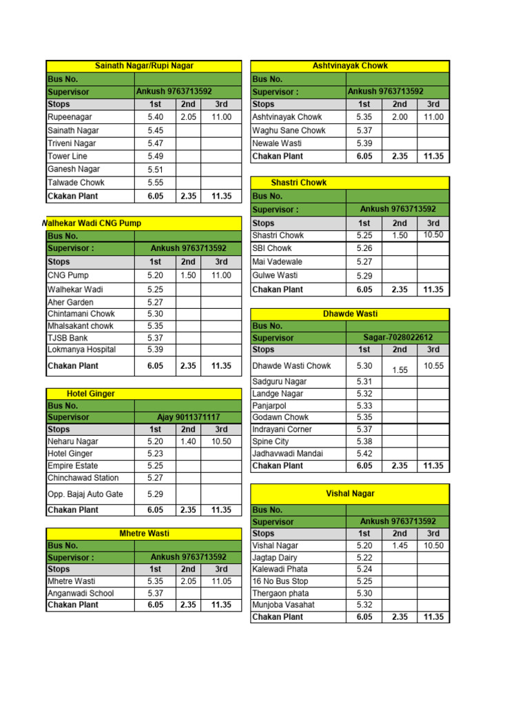 ABC Shift Master Bus Route - 2024 | PDF