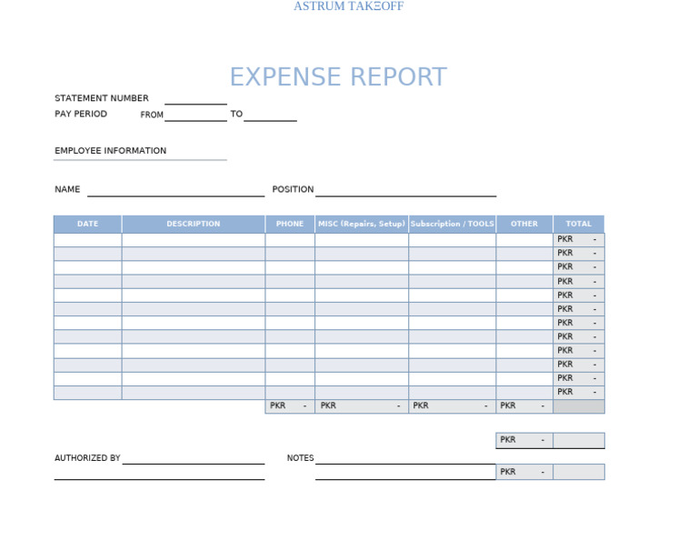 Astrum Takeoff Expense Report | PDF