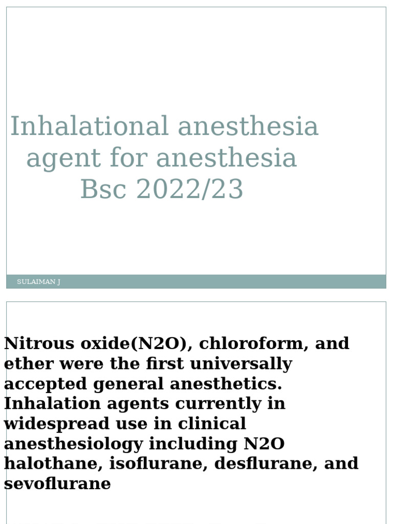 Inhalational Anesthesia Overview and Effects | PDF | Medical Specialties