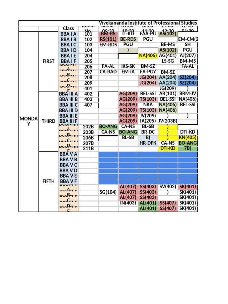 BBA and BCOM Class Schedule 2023 | PDF