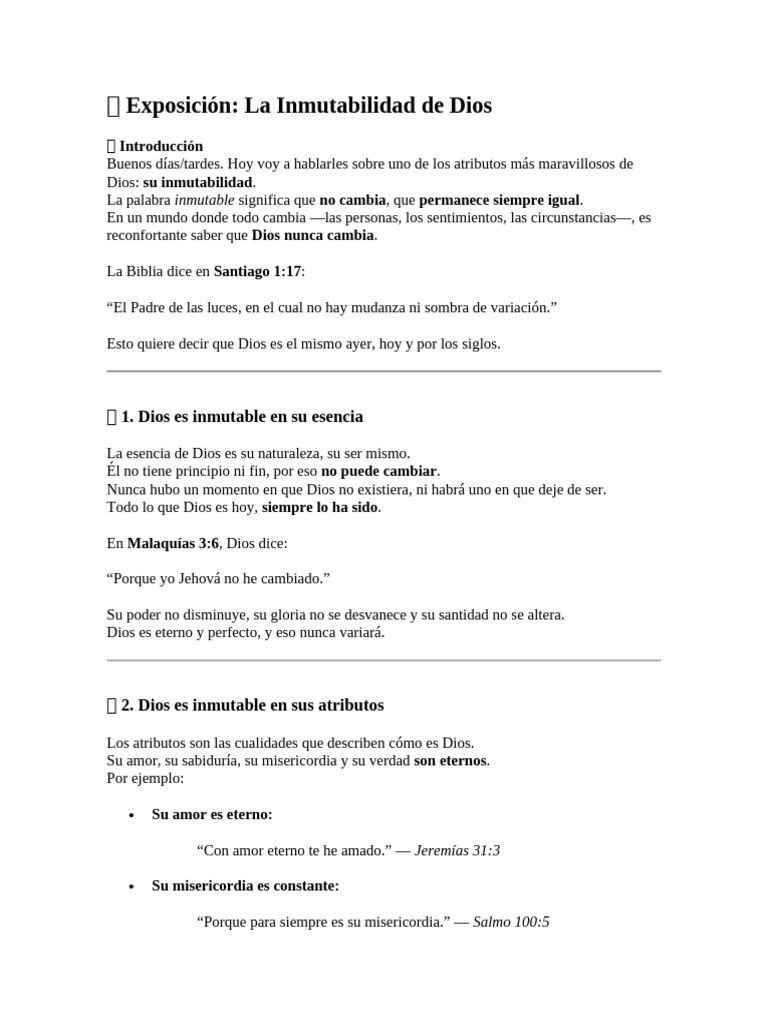 La Inmutabilidad de Dios | PDF | Dios | Amor