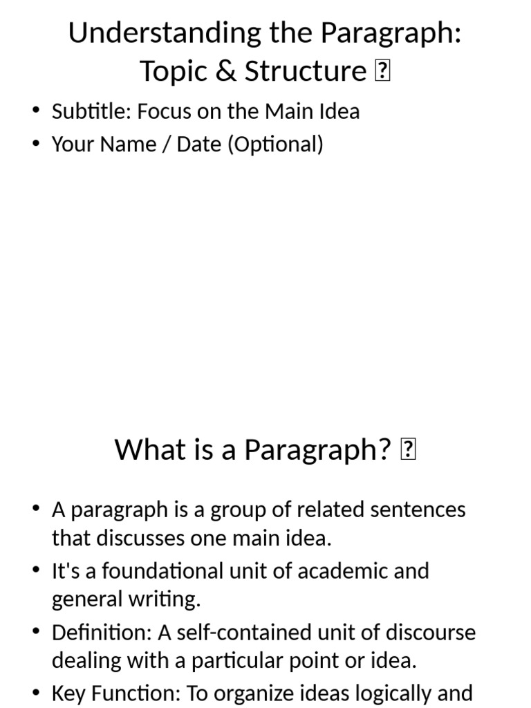 Understanding The Paragraph Topic and Structure | PDF | Communication ...