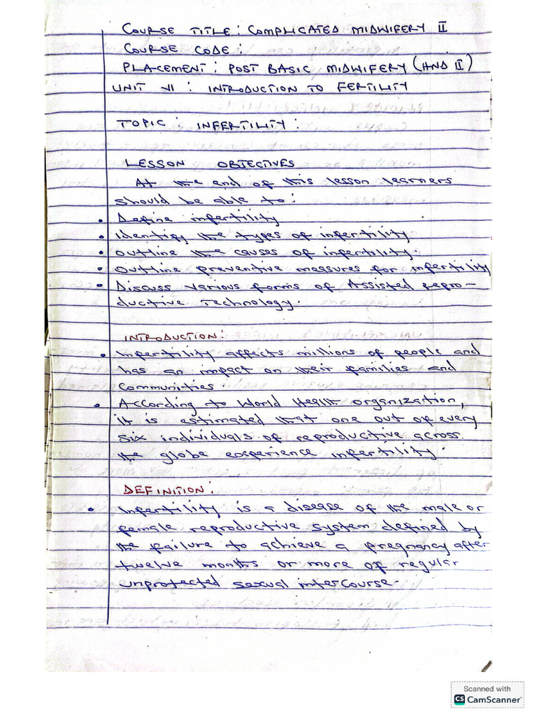 Note For Infertility | PDF
