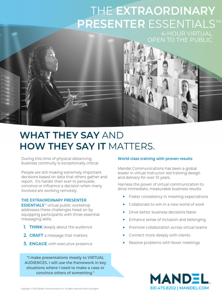 Virtual Workshop: Extraordinary Presenter Skills | PDF | Social ...