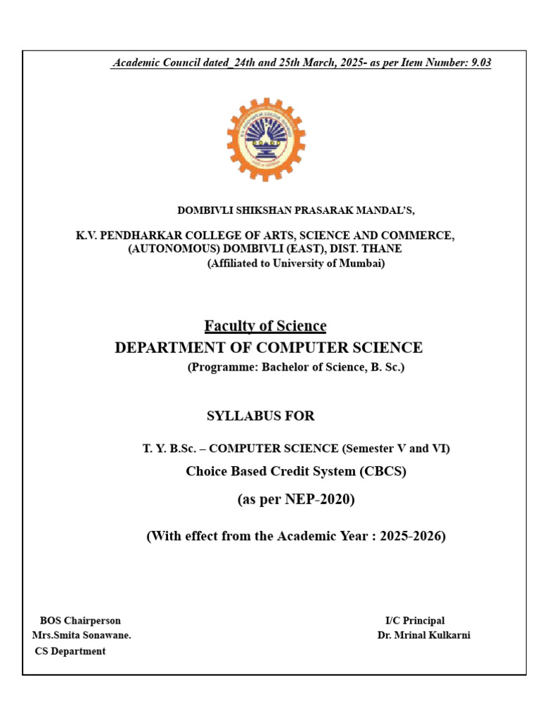 B.Sc. Computer Science Syllabus 2025-2026 | PDF | Cloud Computing ...