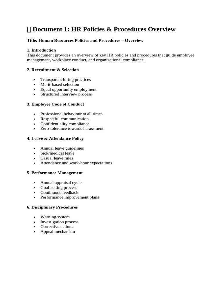 HR Policies and Procedures Overview | PDF