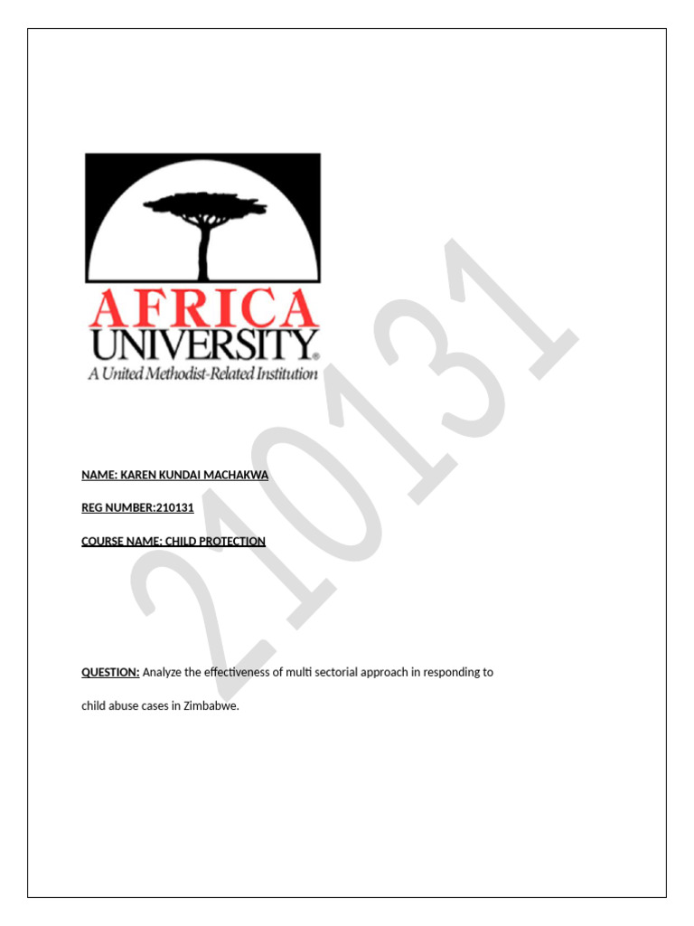 Multi-Sectoral Child Abuse Response in Zimbabwe | PDF | Child Abuse ...