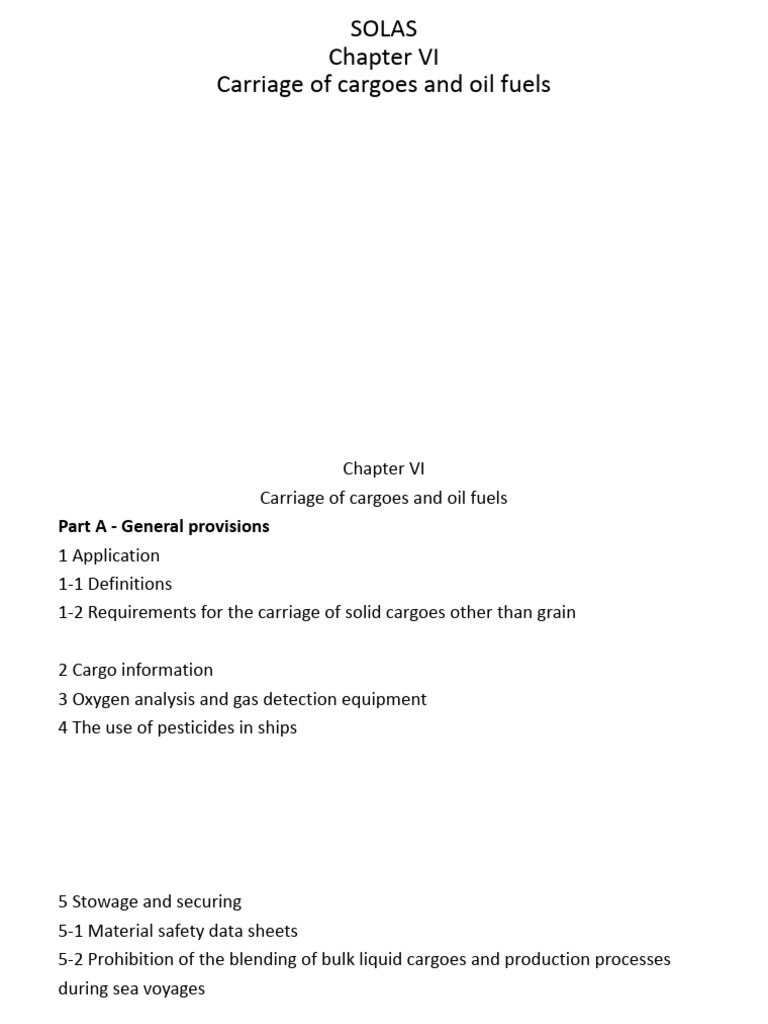 SOLAS Chapter VI: Cargo Carriage Guidelines | PDF | Cargo | Ships