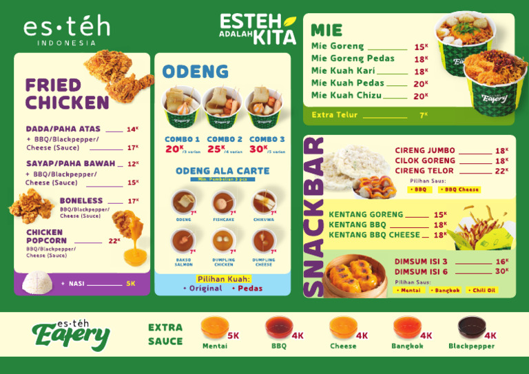 Menu Esteh Indonesia Eatery | PDF