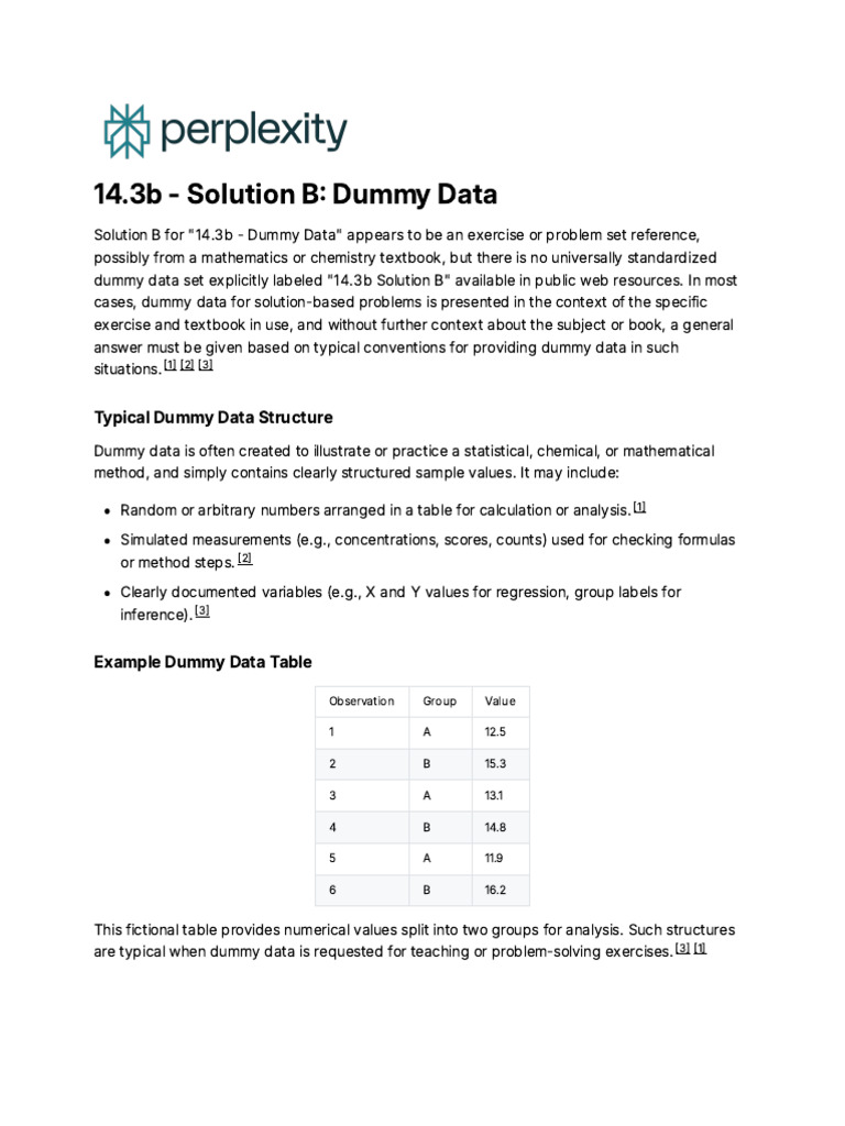 Dummy Data Structure for Exercises | PDF | Energy Conservation ...