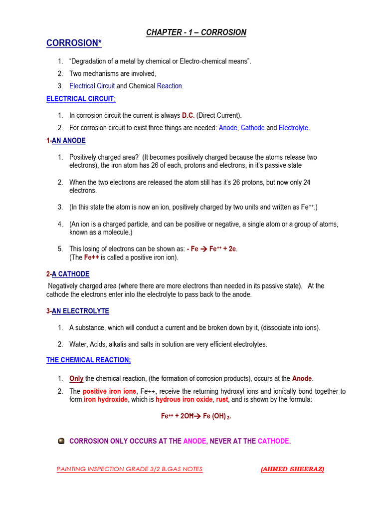 B.gas Grade - 2 Notes Main File-As | PDF | Corrosion | Ion