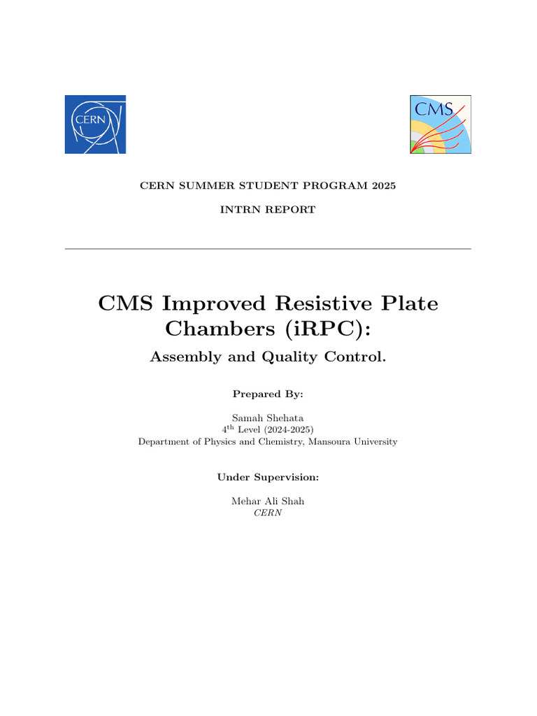iRPC Assembly and Quality Control Report | PDF | Large Hadron Collider