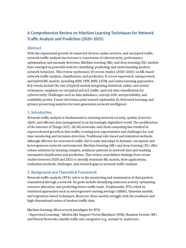 Machine Learning for Network Traffic Analysis | PDF | Machine Learning ...