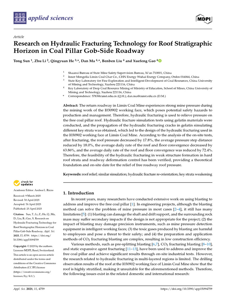Hydraulic Fracturing in Coal Mining Safety | PDF | Fracture | Strength ...