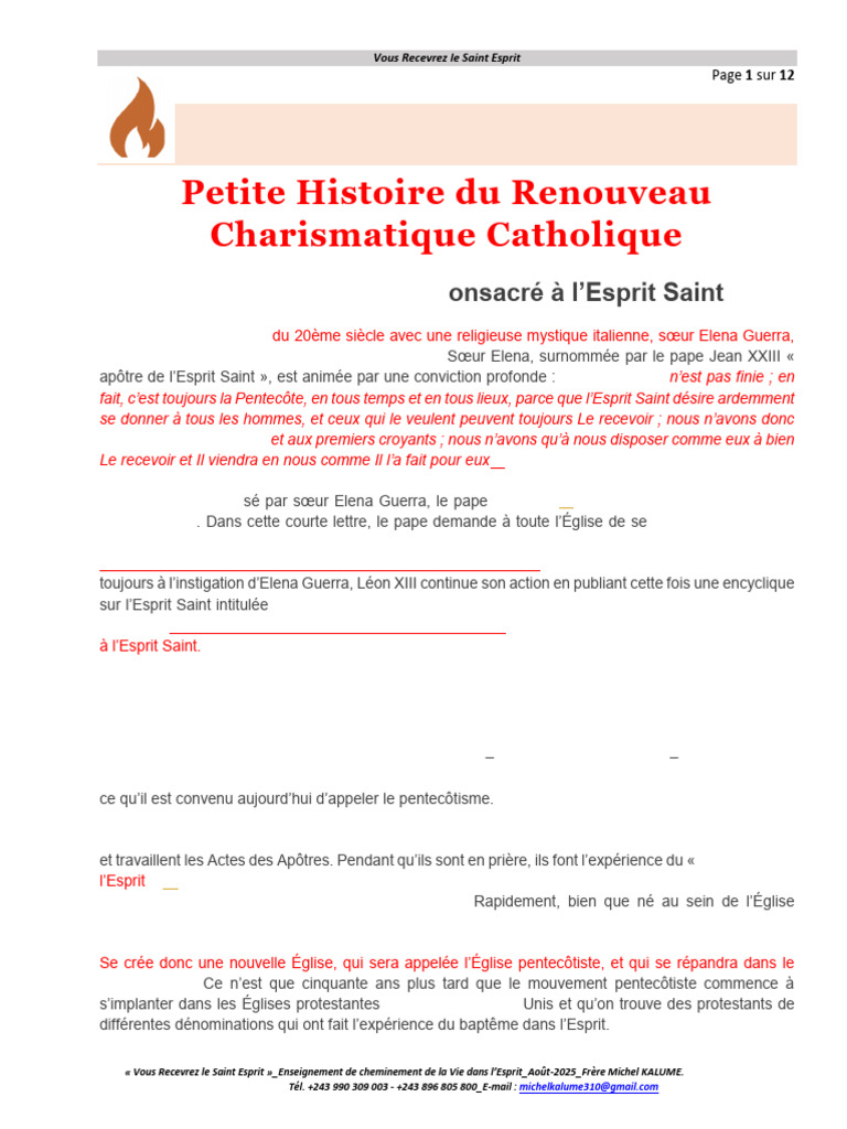 Recevoir le Saint Esprit : Un Renouveau | PDF | Saint-Esprit ...