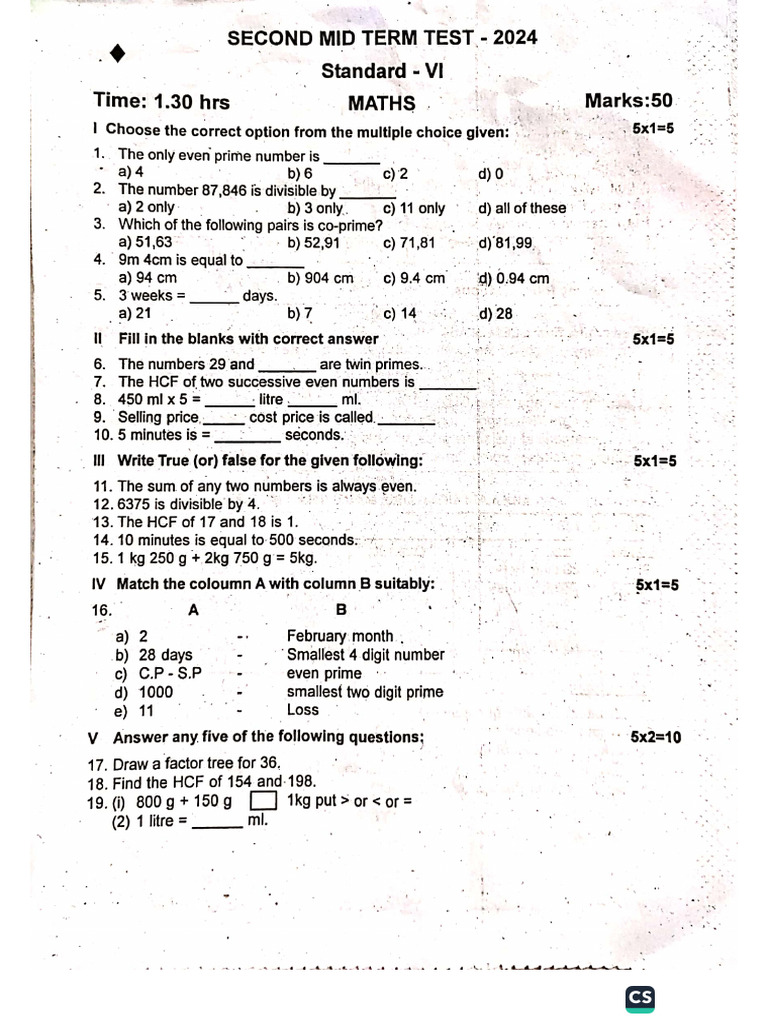 6th Maths | PDF