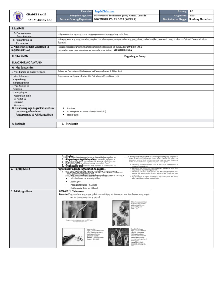 DLL - Esp 10 - Q3 - W3 | PDF
