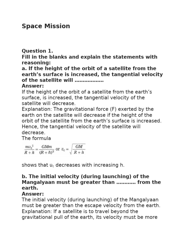 Space Mission Notes | PDF | Satellite | Launch Vehicle