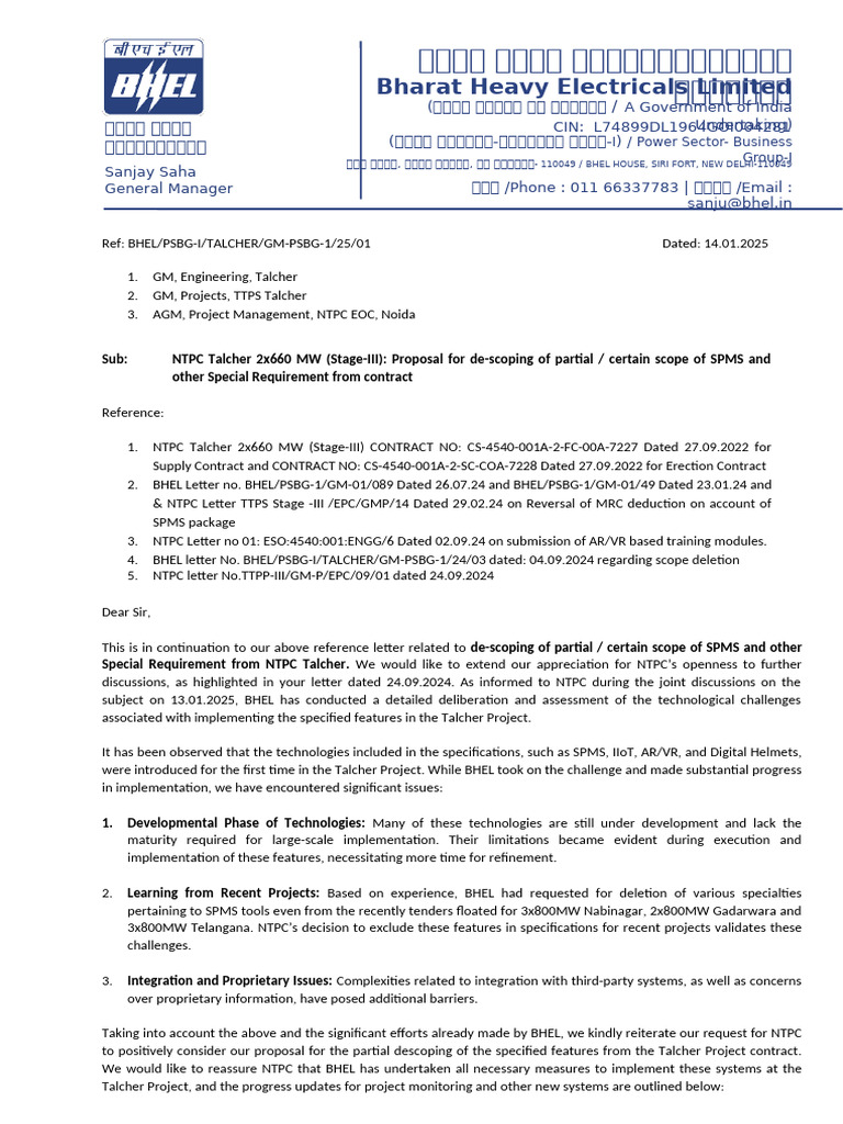 NTPC Talcher Project: De-scoping Proposal | PDF | Computing