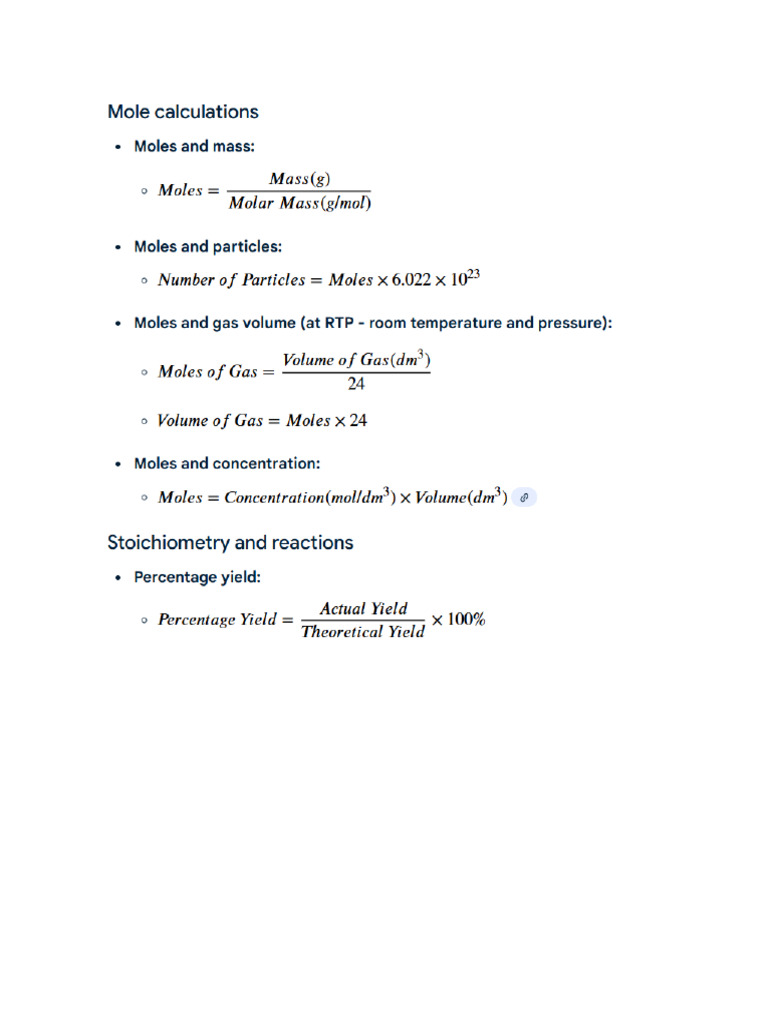 Formulas List | PDF