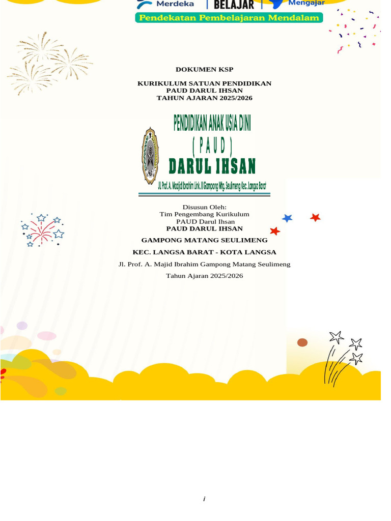Kurikulum PAUD Darul Ihsan 2025/2026 | PDF