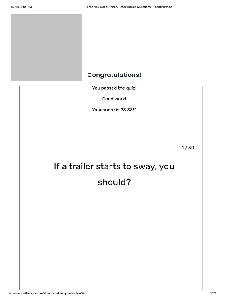 Free Abu Dhabi Theory Test Questions | PDF | Traffic | Bus