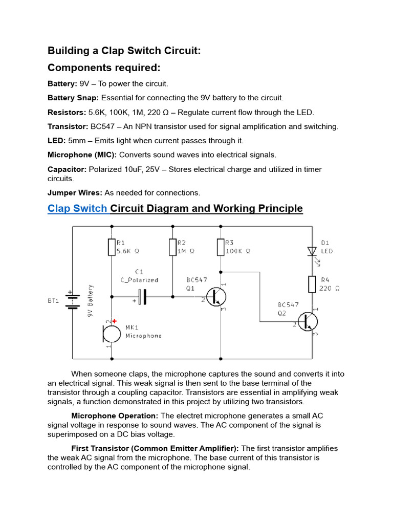 Build a Clap Switch Circuit Guide | PDF | Amplifier | Microphone