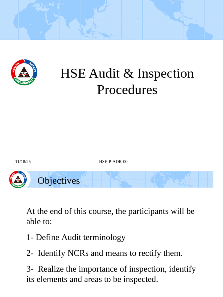 HSE Audit and Inspection Procedures | PDF | Audit | Business