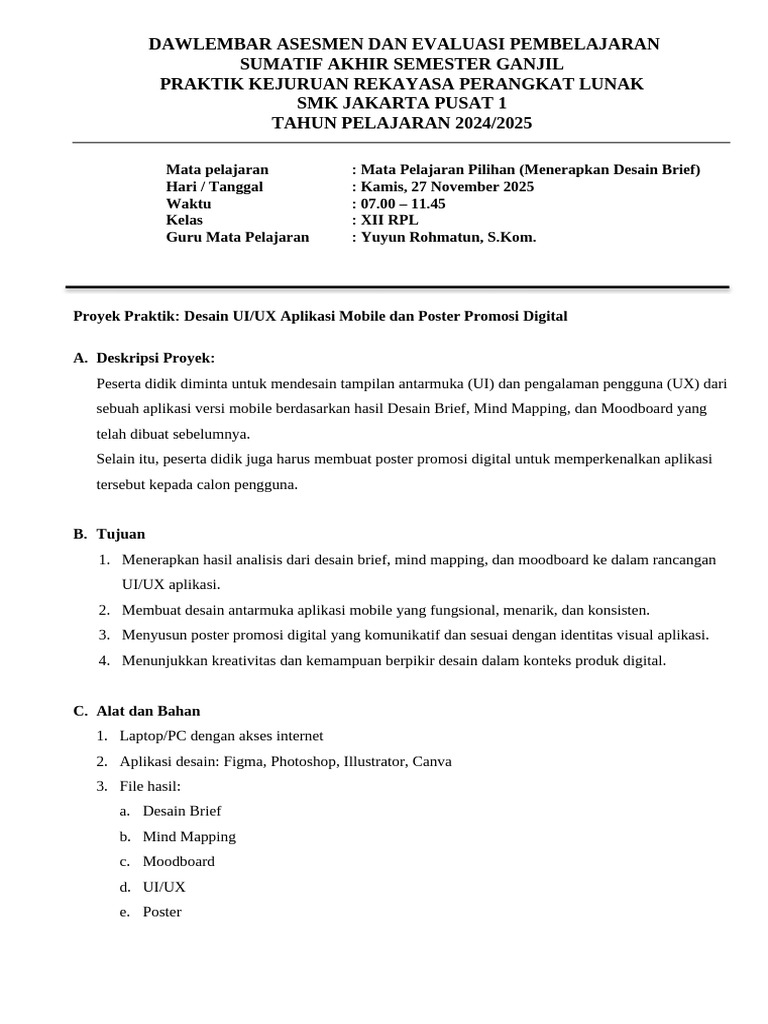 Desain UI/UX Aplikasi Mobile SMK RPL | PDF
