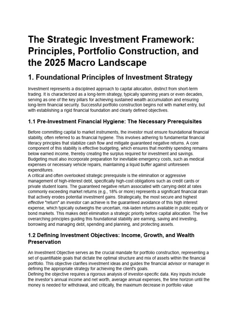 Strategic Investment Framework 2025 Guide | PDF | Beta (Finance) | Risk