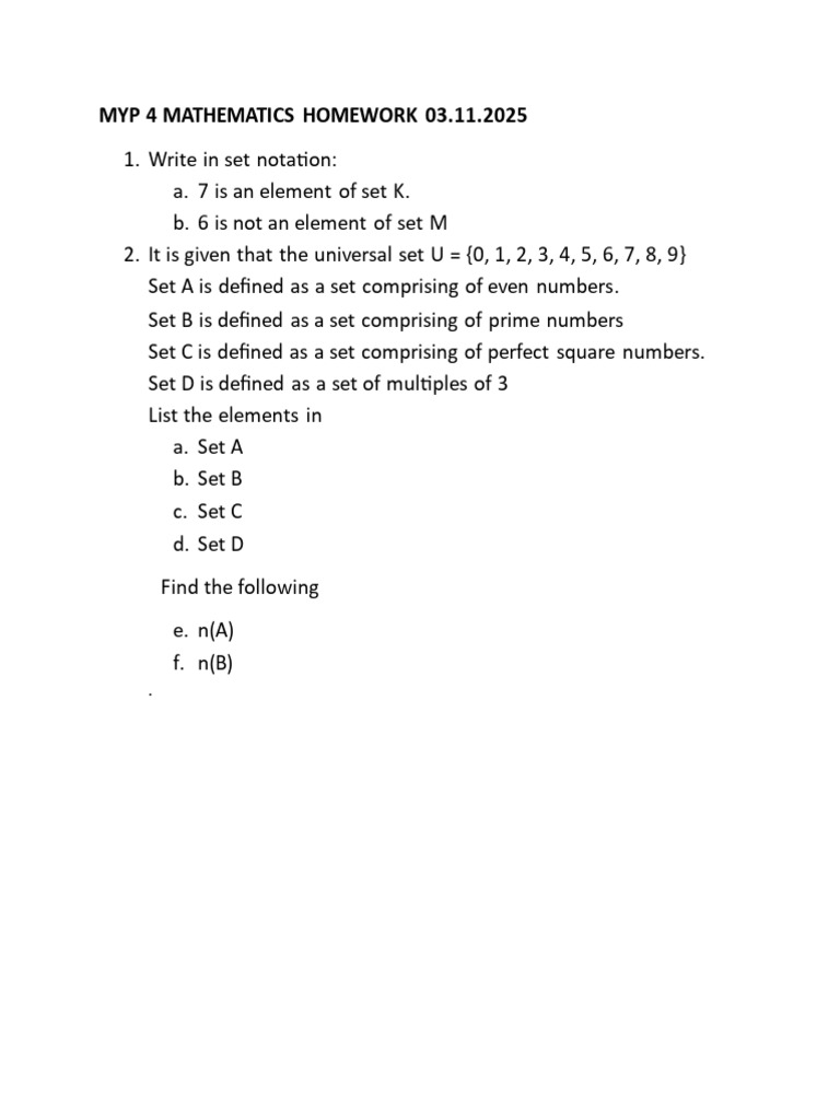 Set Notation and Elements in Mathematics | PDF