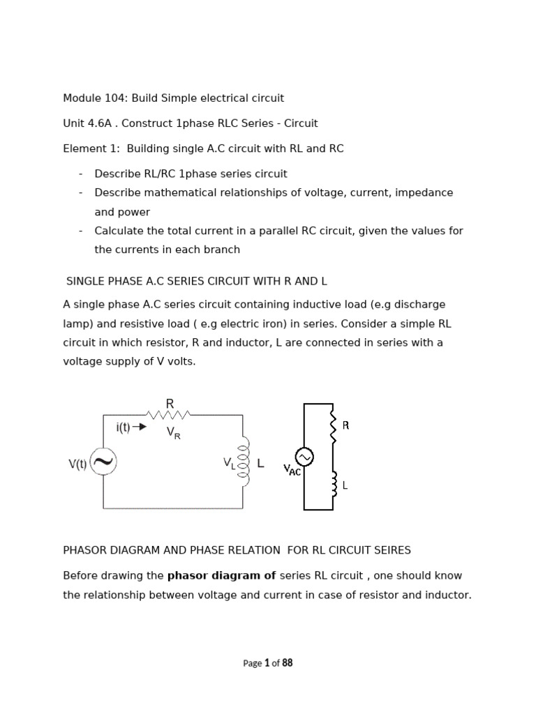 RLC Series Circuit Construction Guide | PDF | Electrical Impedance ...