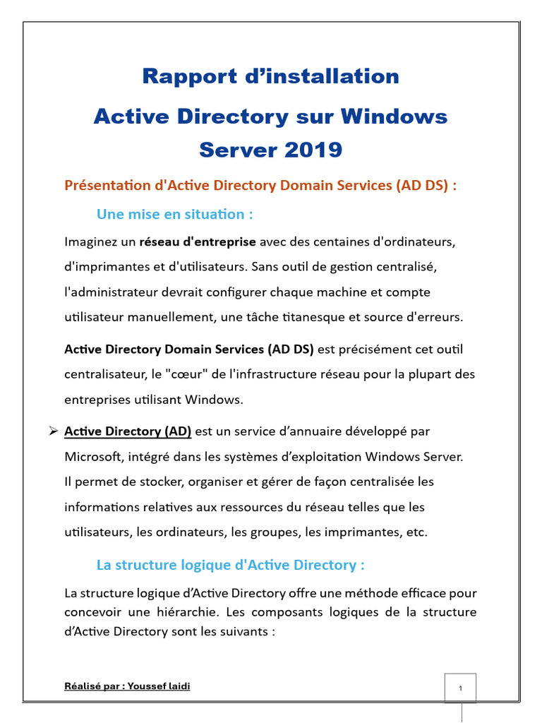 Installation d'Active Directory sur Windows Server | PDF | Active ...