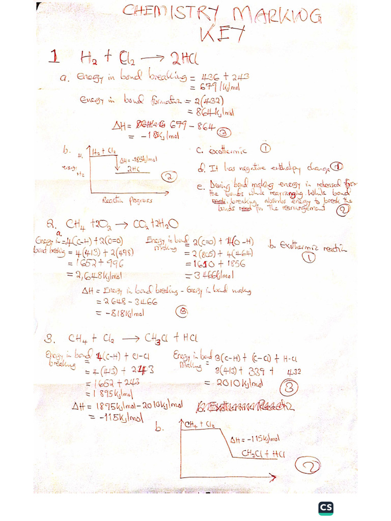 Complete Chem Marking Key | PDF