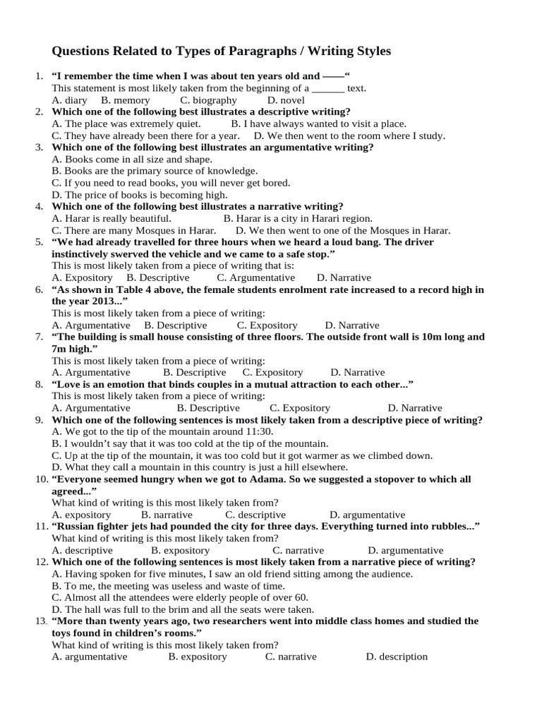 Types of Paragraphs and Writing Styles | PDF | Narrative