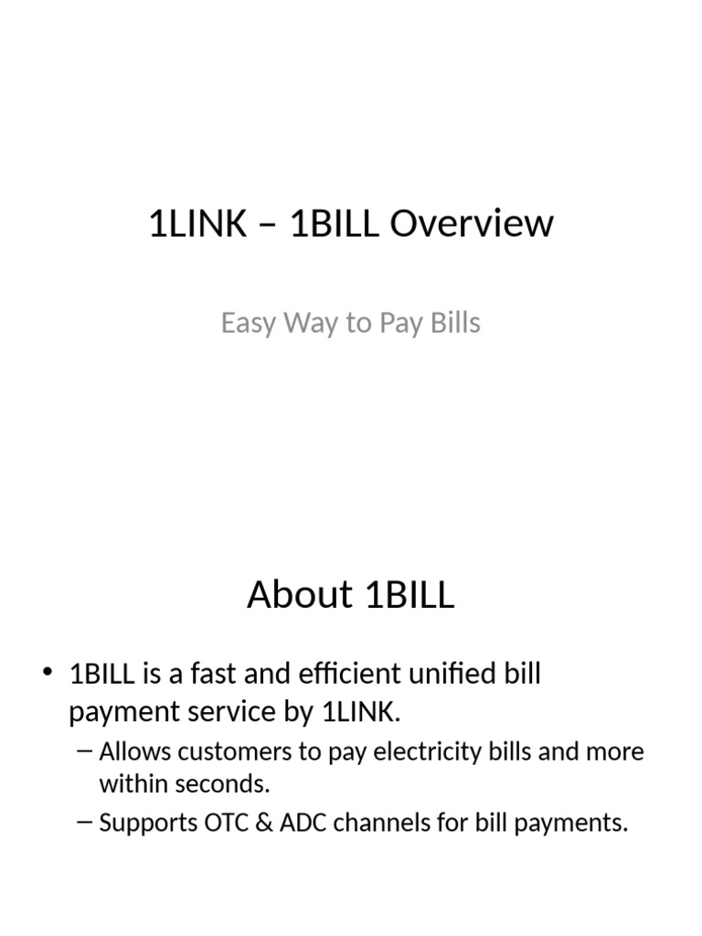1BILL: Unified Bill Payment Solution | PDF