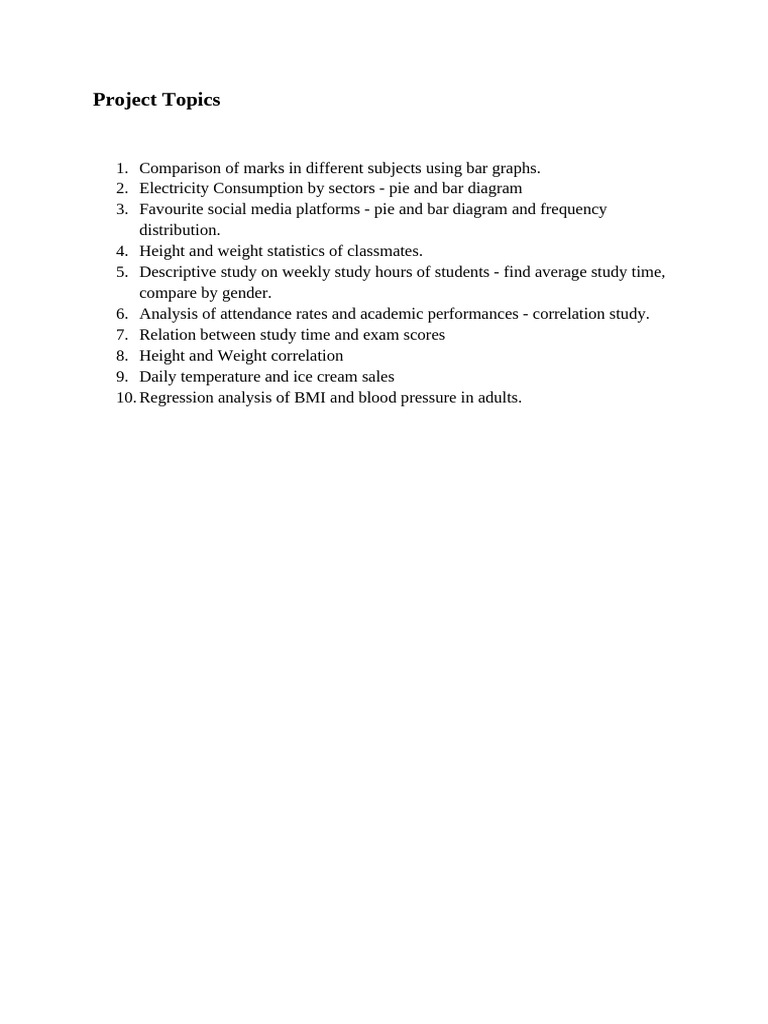 Statistical Analysis Project Topics | PDF