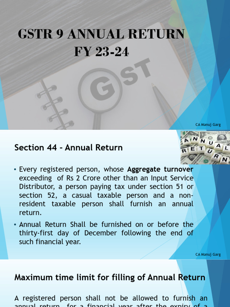 GSTR 9 Annual Return Guide FY 23-24 | PDF | Taxes | Government Finances