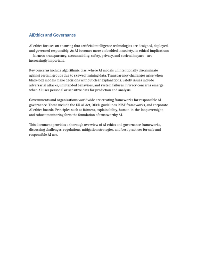 AI Ethics and Governance Overview | PDF
