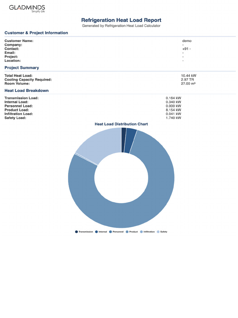 Refrigeration Heat Load Report | PDF