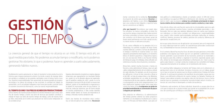 Técnicas para Optimizar la Gestión del Tiempo | PDF | Estrés (biología ...