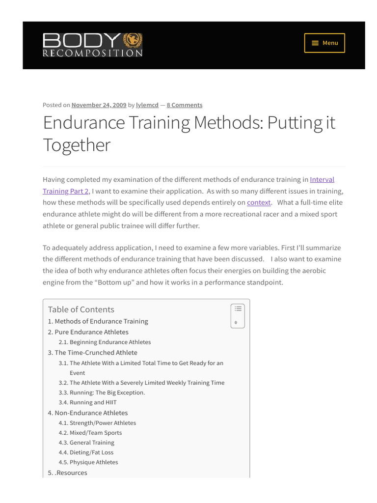 Bodyrecomposition Com Training Endurance Training Methods Putting It ...