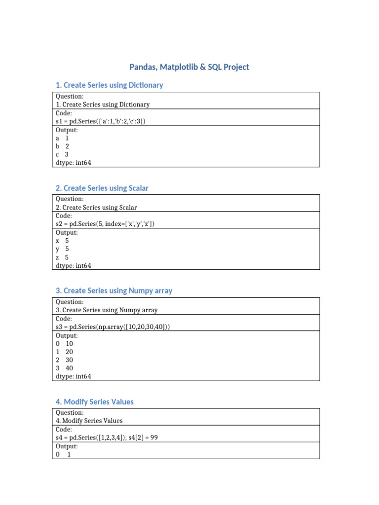 Pandas, SQL & Matplotlib Basics Guide | PDF