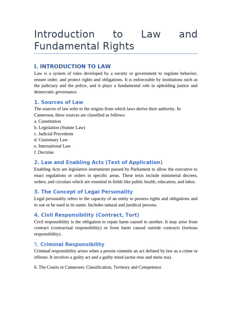 Law and Fundamental Rights in Cameroon | PDF | Human Rights | Jurisdiction