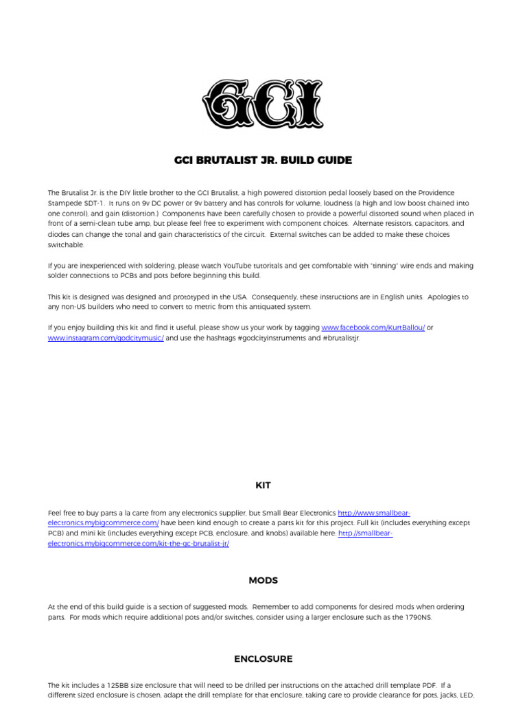 GCI BrutalistJR Instructions | PDF | Printed Circuit Board ...