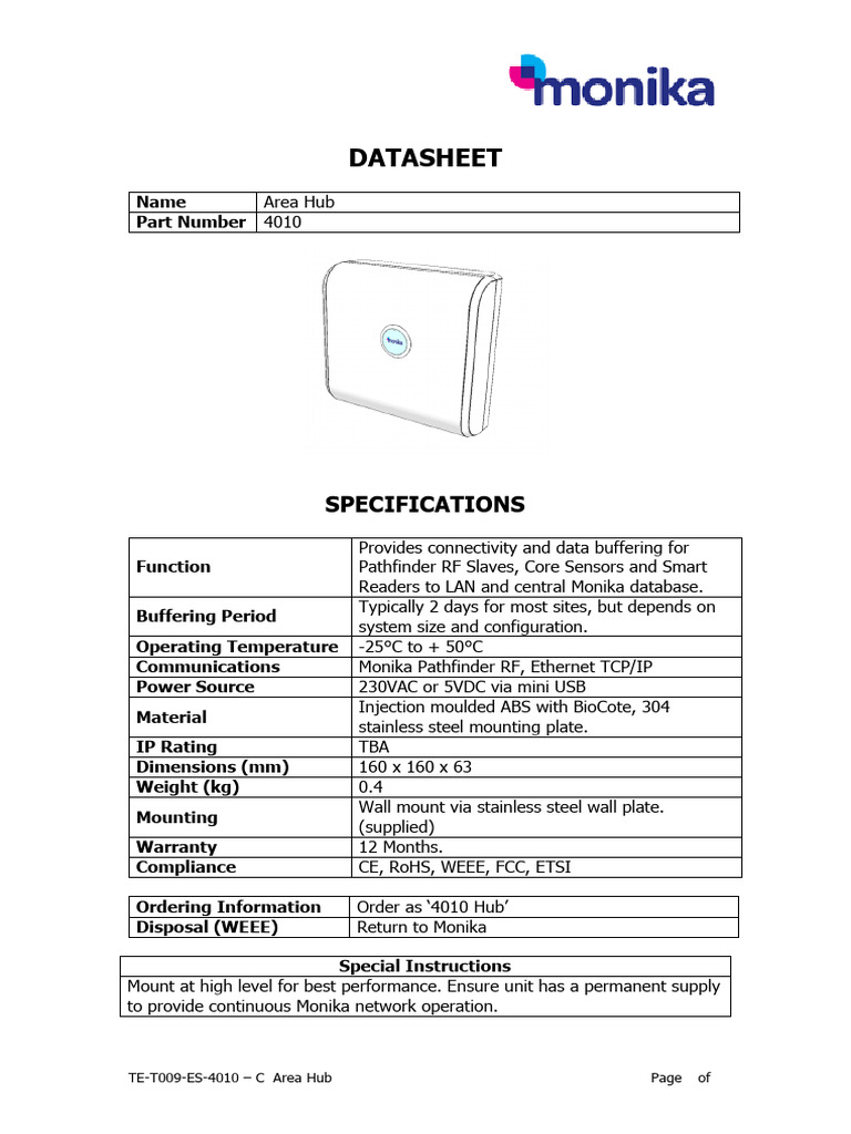 Te t009 Es 4010 C Area Hub | PDF