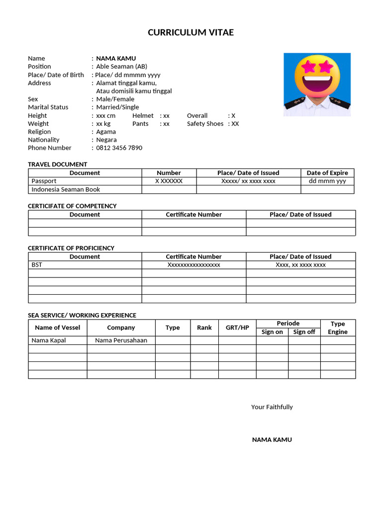 Able Seaman CV Template | PDF